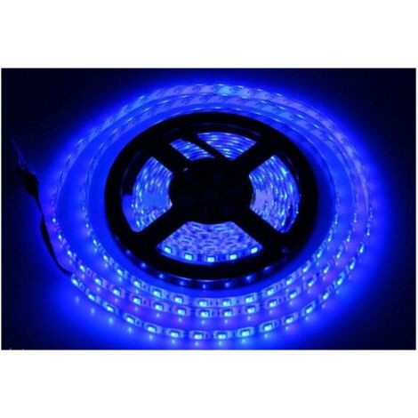 Bobine de ruban LED flexible 5 m 5050 adhésif pour intérieur et extérieur IP65 - Bleu