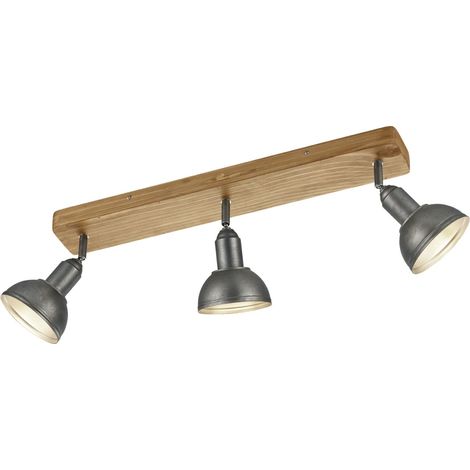 Holzbalken Deckenstrahler DELHI Silber Antik 3-flammig, Breite 58cm (1/2)