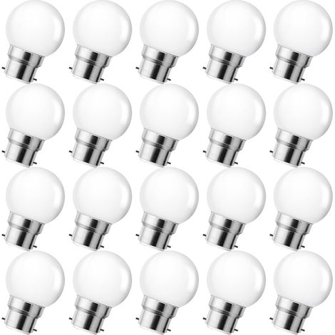 Ampoule LED B22 3W Baïonnette, Blanc Chaud 2700K, Équivalent 15W, Non Dimmable, Lot de 20