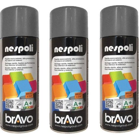 Lot de 3 bombes de peinture professionnelle Nespoli - gris argenté