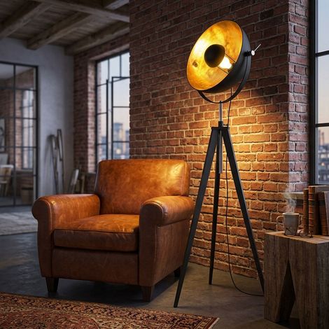 LED Stehlampe Stehleuchte Wohnzimmerlampe höhenverstellbar Schwarz H 152 cm (1/5)