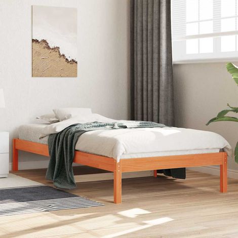 Lit banquette 80 x 200 cm avec rangement, pin massif, cire marron, sans matelas - PANGIVO (1/5)