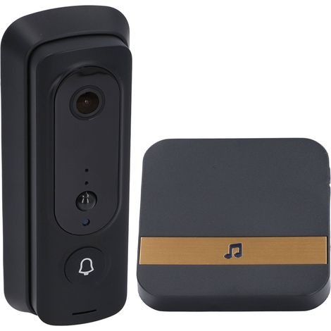 Sonnette connectée WiFi 2,4G caméra 1080P Full HD vision nocturne détection humaine IA interphone bidirectionnel sans fil prise EU 90-260V (1/5)