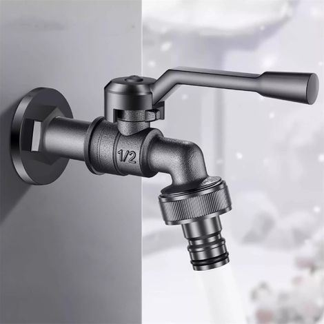 Robinet de jardin extérieur résistant au gel avec double sortie, construction en alliage robinet à boisseau sphérique de 20 mm, raccords rapides 1/2