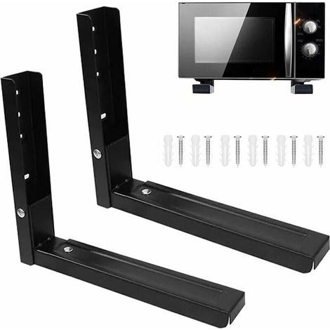 2 Pièces Support Mural Pour Micro Ondes, Supports Micro Ondes, Universel Support pour Four à Micro Ondes, Comprend 6 Vis, Utilisé pour Soutenir les Fours à Micro Ondes (Noir) (1/4)