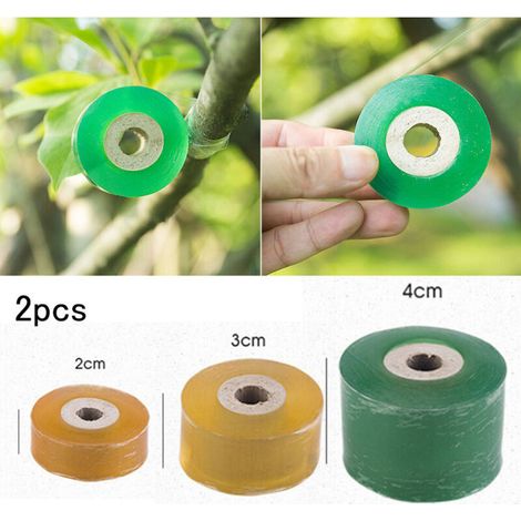 Selbstklebendes, elastisches Veredelungsband, 2 Stück, grün oder gelb, 2/3/4 cm breit, biologisch abbaubares PE-Material für den Gartenbau