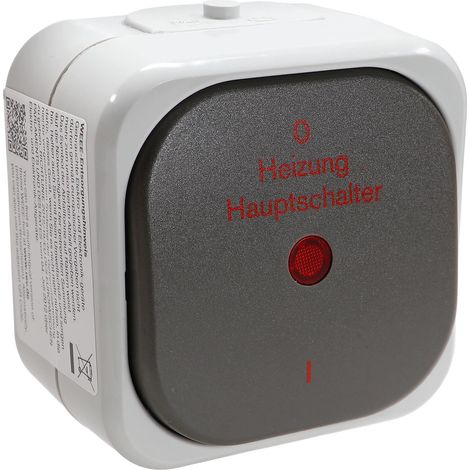 REV AquaTop Heizung Hauptschalter Feuchtraum IP44 Aufputz grau Notschalter (1/4)