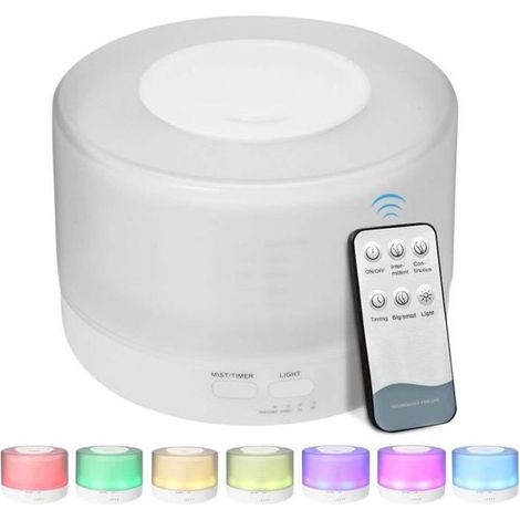 Diffusore di oli essenziali da 500 ml, umidificatore d'aria a ultrasuoni con 7 colori LED e diffusore di aromi per casa, ufficio e spa. (1/5)