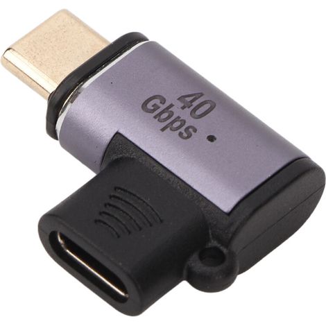 Adattatore USB-C ad angolo retto con corpo in lega di alluminio, compatibile con dispositivi dotati di interfaccia Type-C standard, supporta l'uscita video fino a 8K 60Hz e la ricarica rapida a basso 