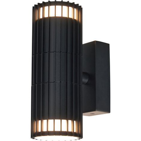 Litecraft Veda Wall Light Outdoor Ribbed Up & Down IP65 Rated Fitting - Black