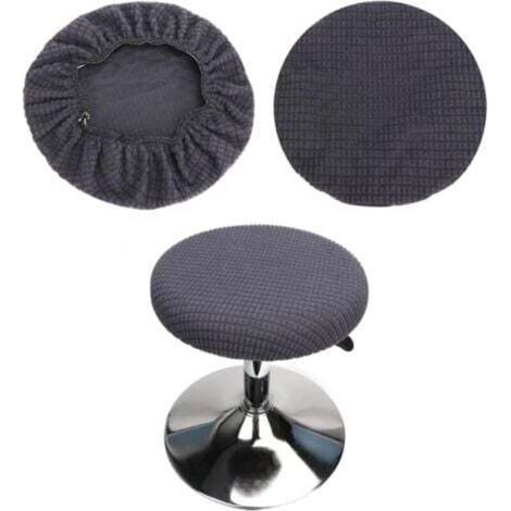 (Grey) Set of 2 round stool covers, round bar stool covers, washable and easy to care for, soft and durable, suitable for stools 35-42cm (1/4)