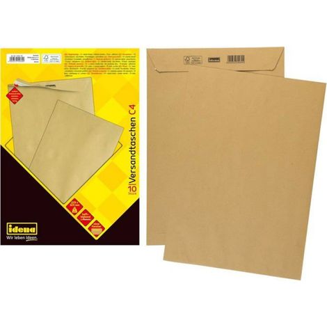 Idena - 10234 - Enveloppe d'expedition DIN C4, 90 g/m, autocollante, sans fenetre marron, 10 pieces (1/4)