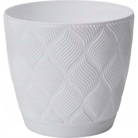 Flow Petit Eco Recycling-Blumentopf mit Untersetzer 17 Weiß FORM-KUNSTSTOFF