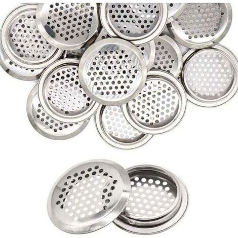 20 Pièces Grille Aeration Ronde 53 mm Grille de Ventilation Inox Trou D'aération Rond Argent Grille D'aération Ronde pour Placard Armoires à Chaussures Bibliothèques (1/5)