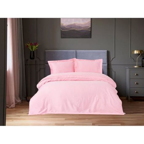 Bettwäsche - 1 Bettbezug 220 x 240 cm + 2 Kissenbezüge 60 x 60 cm - Satin 100% Baumwolle - Rosa