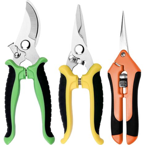 3 Pièces Secateur de Jardin Professionnel, Sécateur a Main avec Poignées Artificielles, Sécateurs et Ciseaux de Jardinage, Pruning Shears (1/5)