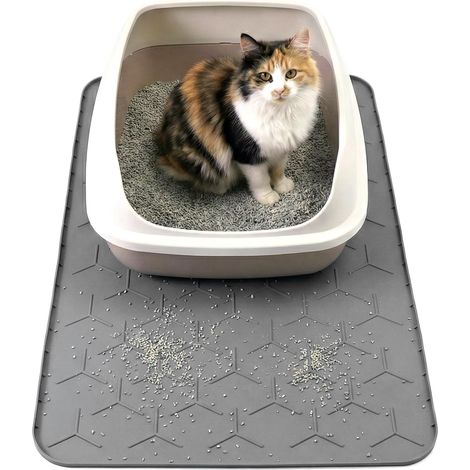 Silicone Cat Litter Mat – 86 x 56 cm, Waterproof and Easy to Clean, Grey (1/5)