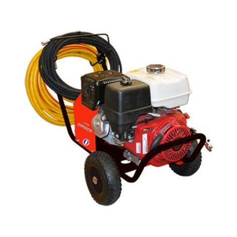 Nettoyeur haute pression thermique 240 Bar – Débit 900 l/h – Moteur essence – Châssis acier mécano-soudé – Pour chantiers humides – Dimaco