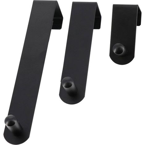 Set 3 pateres acier inoxydable pour porte - noir - Tendance (1/3)