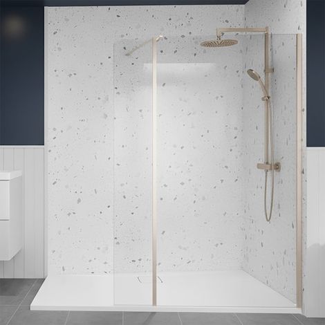 Merlyn 8mm Brushed Nickel Wetroom Shower Screen Swivel Return Panel 300mm (1/5)