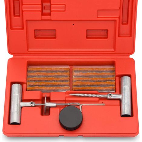 Kit universale di riparazione pneumatici per impieghi gravosi da 26 pezzi con tappi, kit di riparazione forature, per auto, camion, moto, ATV e pneumatici di emergenza stradale. (1/5)