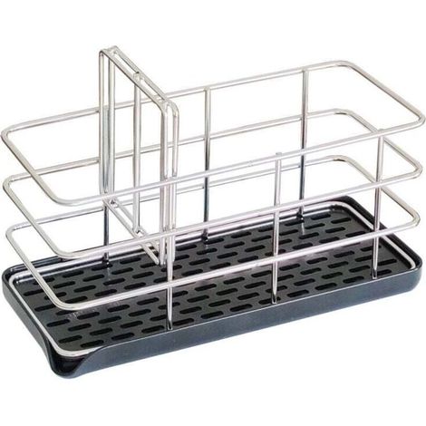 Kitchen Sponge Holder, Storage Holder Kitchen Sponge Holder Organizer for a Lay-Away STAINLESS STEEL, Suction Cup Sink Sponge Holder with Drip Tray MUMU (1/4)