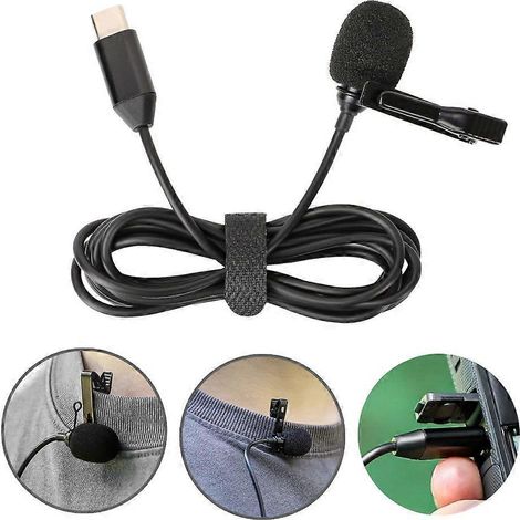 Microphone cravate pour caméra sportive, microphone d'enregistrement avec interface USB-C (1/4)