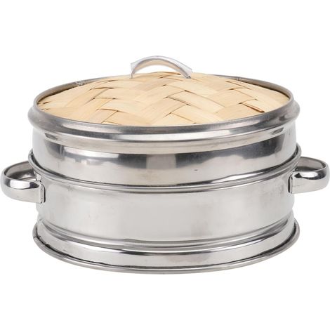 Set de panier vapeur en inox avec couvercle, cuiseur vapeur à raviolis à 2 poignées de 16,5 cm pour la cuisine