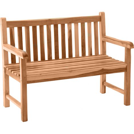 Banc de jardin 120 cm en teck massif naturel Eoline (1/5)