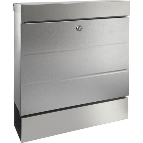 Boîte aux Lettres avec Compartiment à journaux sans Plaque Nominative, INOX, Vernis de Protection, résistante à la Corrosion, Format d’Introduction DIN C4, 2 clés, 3850 Ni, INOX (1/5)