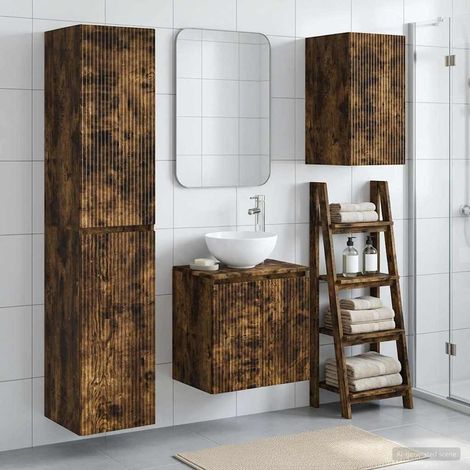 vidaXL Bathroom Furniture Set 3 pcs Smoked Oak 33 x 34.5 x 160 cm (1/5)