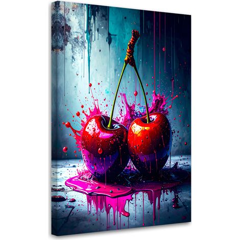 Tableau déco Graffiti Cerises Fruits 70x100 (1/4)