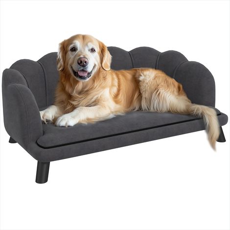 Couchage pour chien Canapé coquillage velours gris 98 cm (1/5)