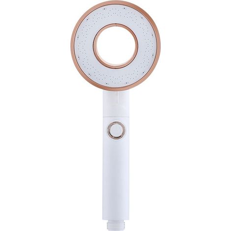 Cabezal de ducha de tres velocidades con sobrealimentación, cabezal de ducha ligero de lujo en ABS blanco. (1/4)