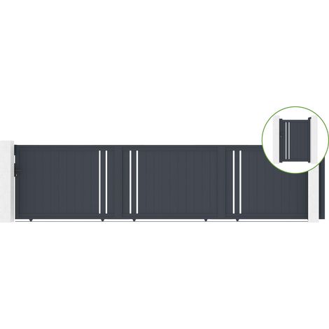 Puerta corredera 6m GIONA H.140cm aluminio + cancela GIONA H140 GRIS (1/5)