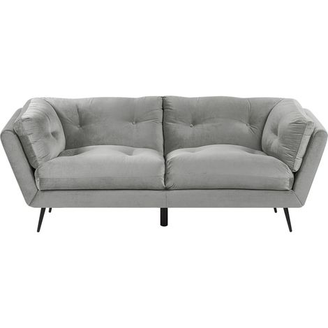 Sofa 3-Sitzer LENVIK Samtstoff Grau