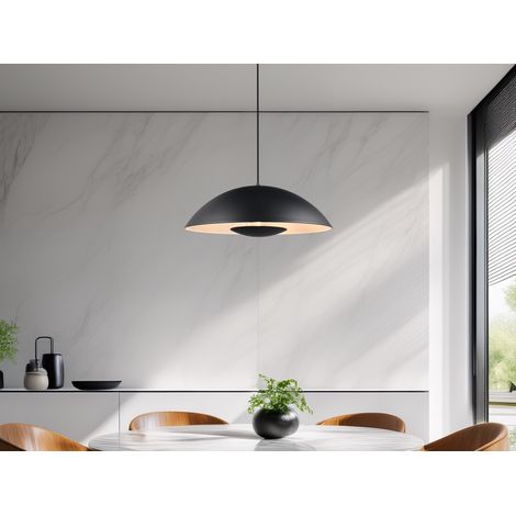 Große Pendelleuchte VARYA Metallschirm Schwarz mit Blendschutz, Ø 50cm (1/5)