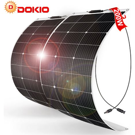 2x 100W Solarpanel 12v Flexibles Monokristallines Solarmodul für Haus/Wohnwagen/Van/Boot/Batterie/Garten