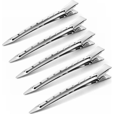Lot de 10 Pinces Crocodile Cheveux Métal 9 cm – Pinces à Cheveux Femme Bec de Canard avec Boîte – Idéales pour Brushing, Bigoudis (1/5)