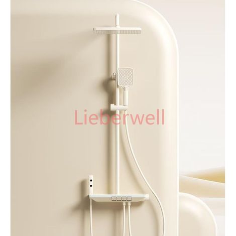 Ensemble de pomme de douche numérique intelligente, avec corps en cuivre de précision 59A/génération d'énergie hydroélectrique, grande plate-forme de rangement de luxe