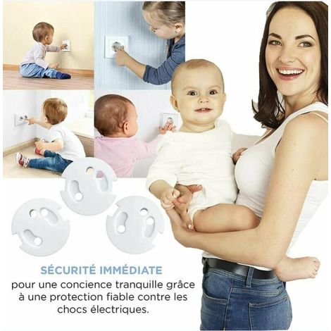 Cache-prise bébé français - Protection de prise bébé - Cache-prises électriques - Mécanisme de torsion de sécurité enfant, 10 pièces (1/3)