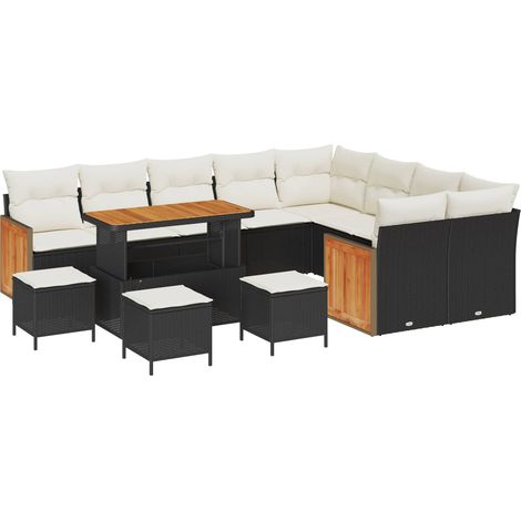 Garden Sofa Set 13 pcs Black and cream 110 x 55 x 71 cm vidaXL (1/5)