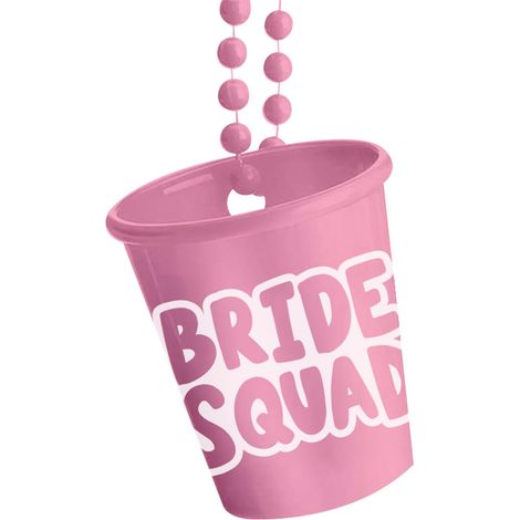 Équipe Mariée Verres à Shot Verre à shot sur chaîne - Bride Squad - She Said Yaasss - Rose Plastique Perlé Collier Verre Mariée pour Fête de Bachelorette Mariage (1/3)