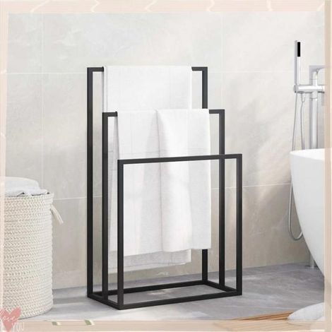 Porte-serviettes sur pied - VINGVO - 343090 - Noir - Fer - 3 niveaux (1/5)