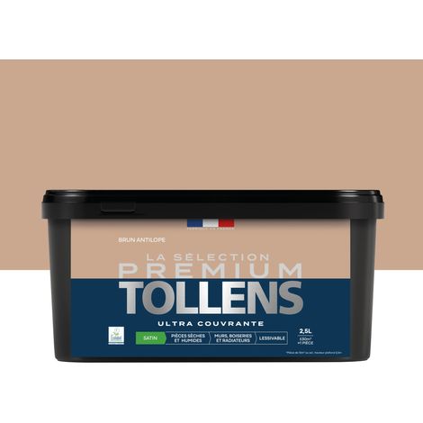 Tollens - Peinture intérieure couleurs - La Sélection Premium Satin - Ultra Couvrante - Brun Antilope 2,5 L - 30m²