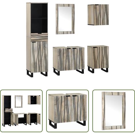 vidaXL Miroir salle de bain - Ensemble de mobilier de salle de bain 5 pcs Brun Noyé (1/5)