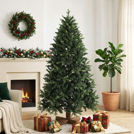 Albero di Natale artificiale, 180 cm, con 2419 punte di rami in PE e PVC, sistema pieghevole, verde (1/5)