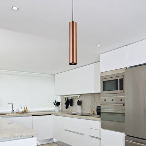Optonica – Luminaire suspendu GU10 30cm bronze – Finition métal élégante – Hauteur réglable 1m30 – Pour espaces modernes et contemporains