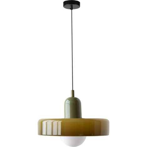 Suspension Luminaire en Verre, Plafonnier Suspendu Unique avec Douille E27 – Abat-jour Contemporain en Verre pour Cuisine, Salle à Manger ou Chambre (Marron) (1/5)