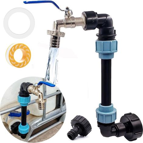 IBC Robinet à col de cygne 3/4", pour réservoir IBC, col de cygne S60 x 6, 3/4", adaptateur IBC, accessoire pour réservoir d'eau de pluie (1/5)